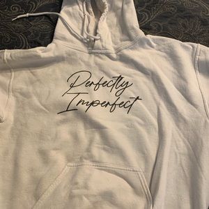 “perfectly imperfect” white hoodie. Womens size medium